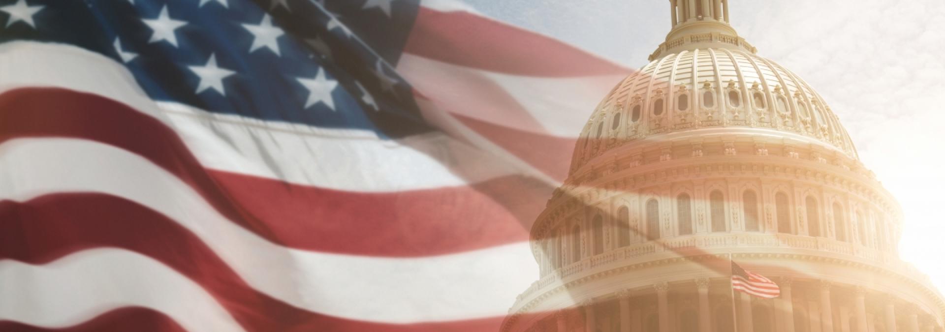 United States Flag Flown Over Capitol